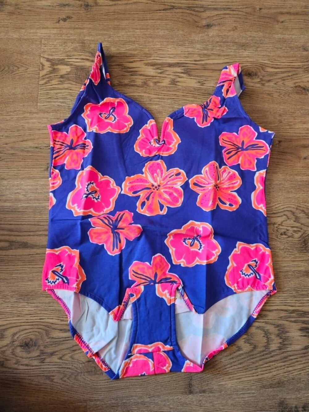 Y2K Plus Size Women's Floral swoop back One Piece Bathing Suit